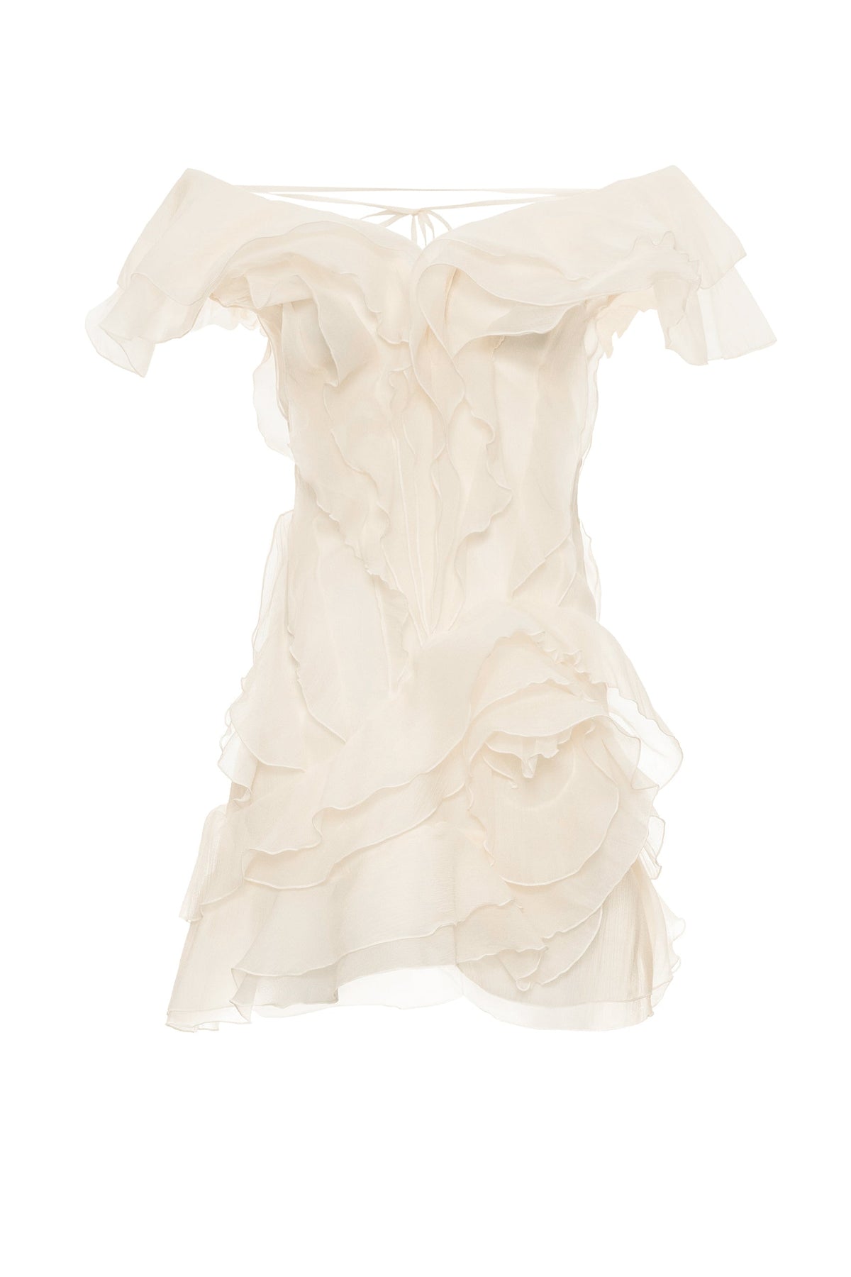 V-Neck Off-Shoulder Ruffled Mini Summer Dress