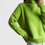 Textured Roll-Neck Jumper with Diamond Pattern