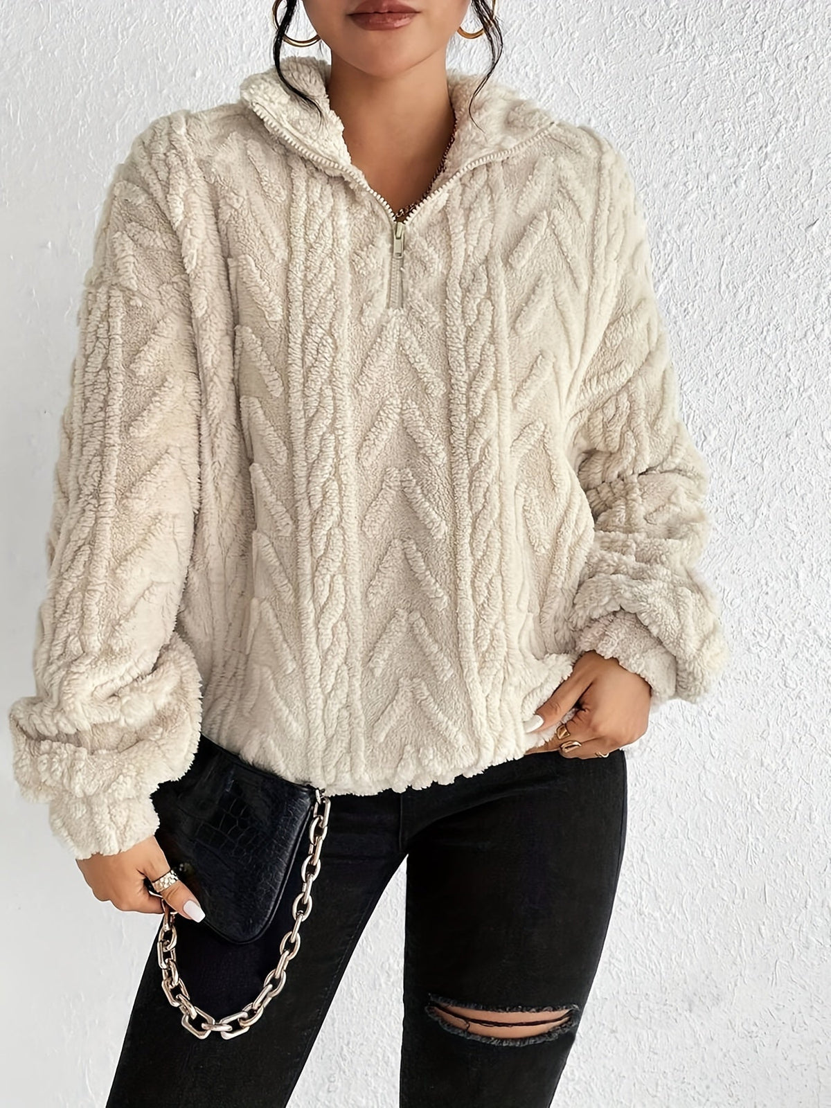 Aila - Fluffy Zip Sweater