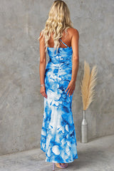 One-Shoulder Floral Dress with Asymmetric Ruffle Hem