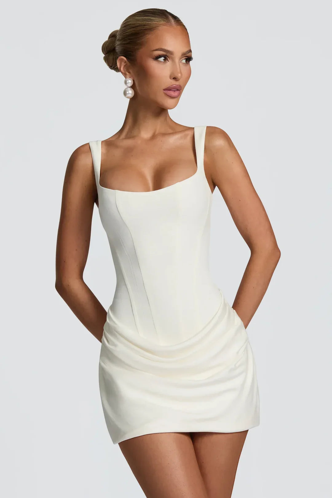 Courtney | Women's Sleeveless Draped Corset Mini Dress
