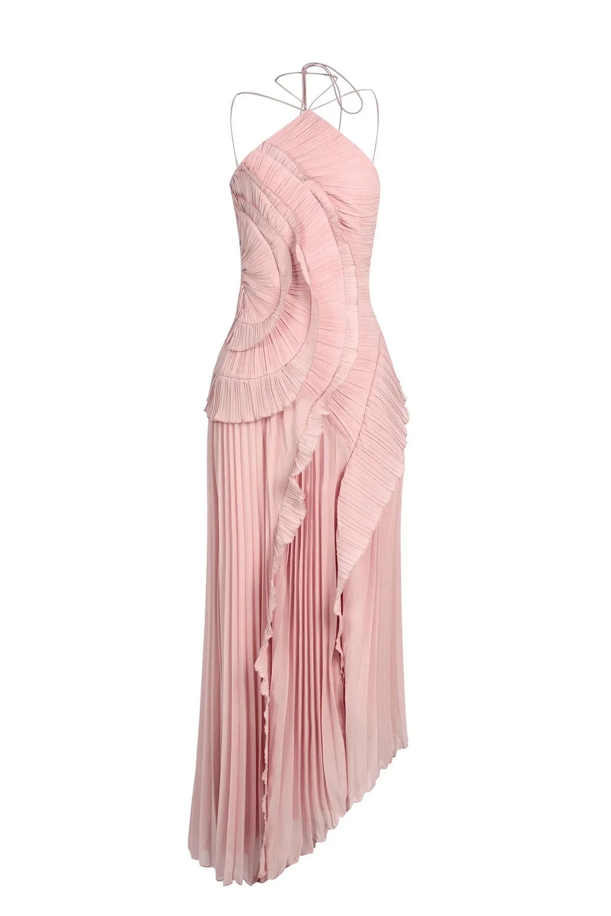 Pleated Ruffle Midi Dress for Wedding Guests