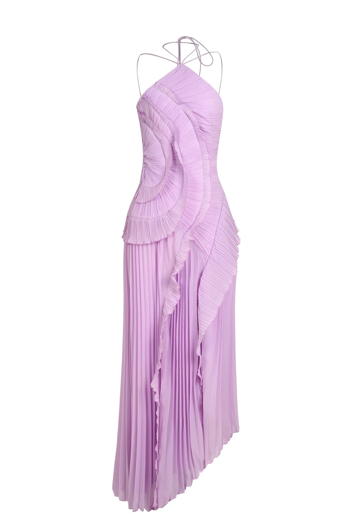 Pleated Ruffle Midi Dress for Wedding Guests