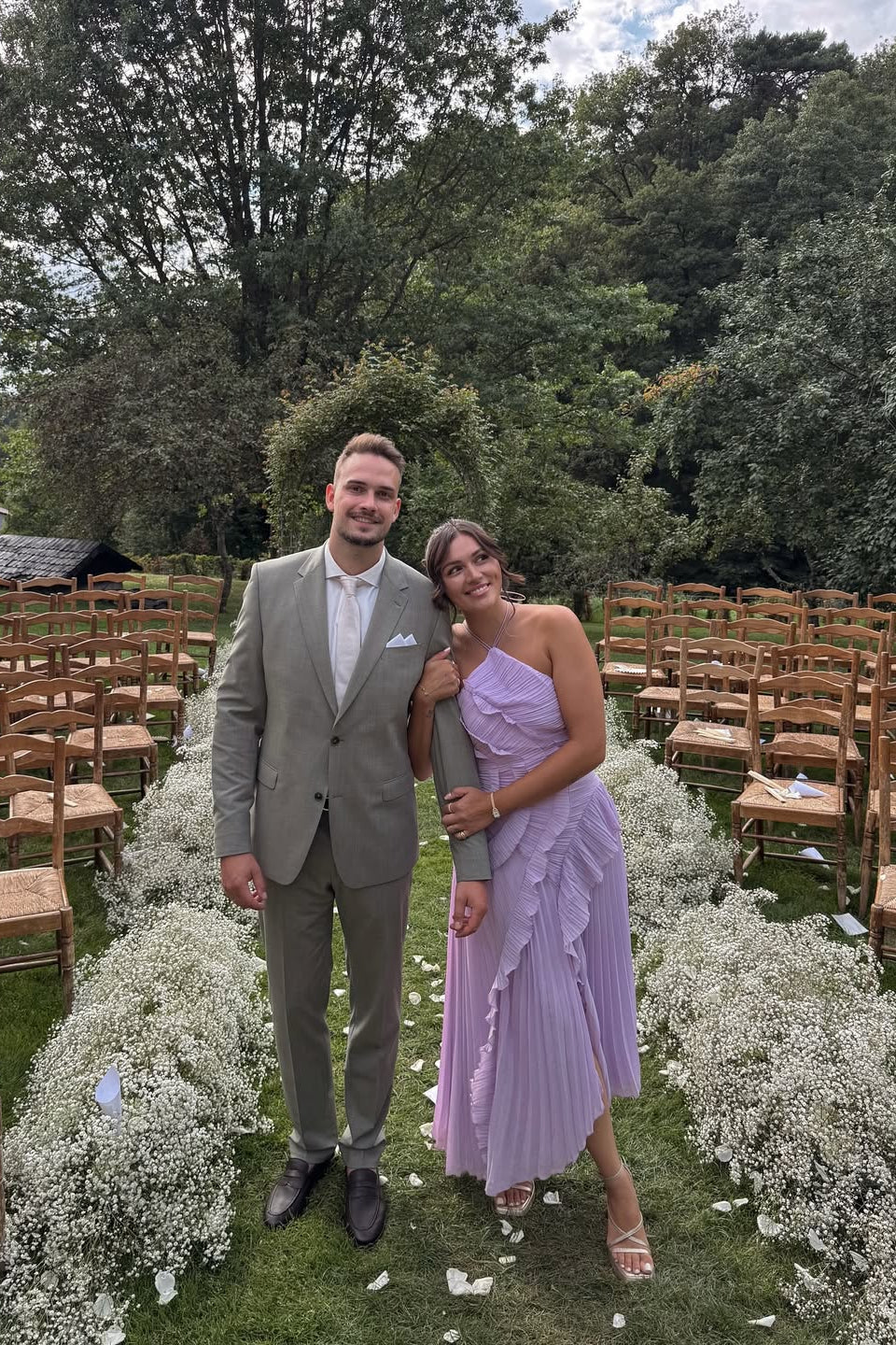 Pleated Ruffle Midi Dress for Wedding Guests