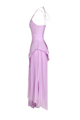 Pleated Ruffle Midi Dress for Wedding Guests