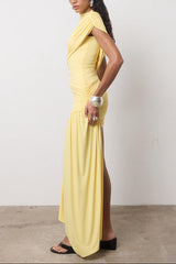 High Neck Ruched Draped Mini Cocktail Dress