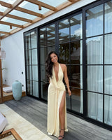 Halter Backless Maxi Summer Dress for Wedding Guests
