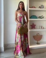 Maelynn | Women's Floral Strapless Maxi Summer Wedding Guest Dress
