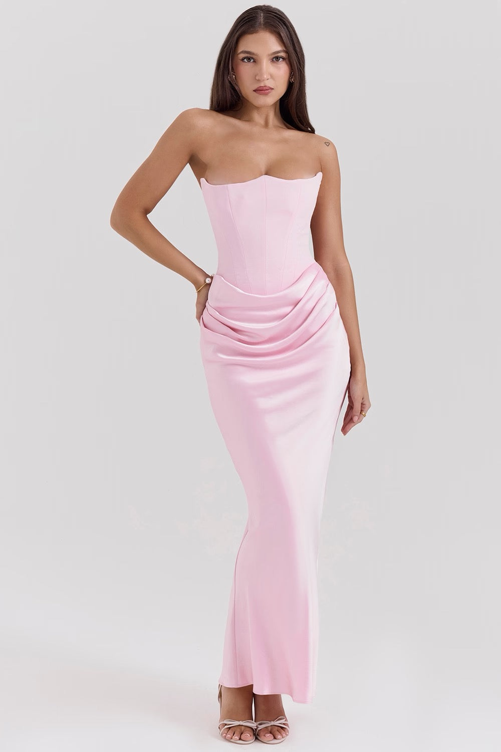 Strapless Corset Maxi Dress for Wedding Guests