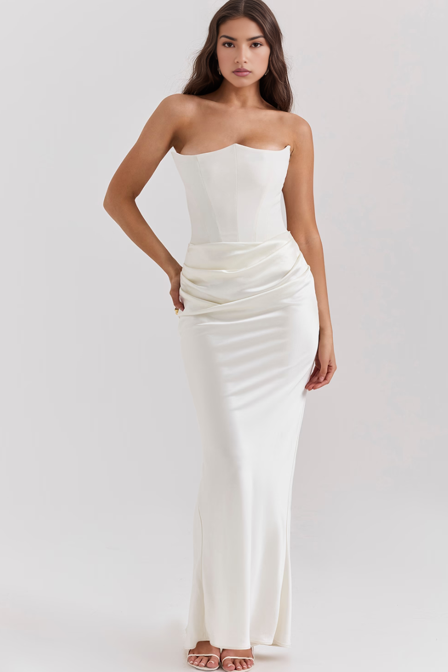 Strapless Corset Maxi Dress for Wedding Guests