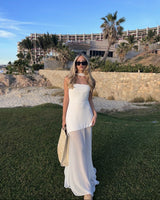 Noella | Women's Strapless Maxi Wedding Guest Dress with Scarf