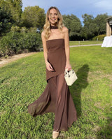 Noella | Women's Strapless Maxi Wedding Guest Dress with Scarf