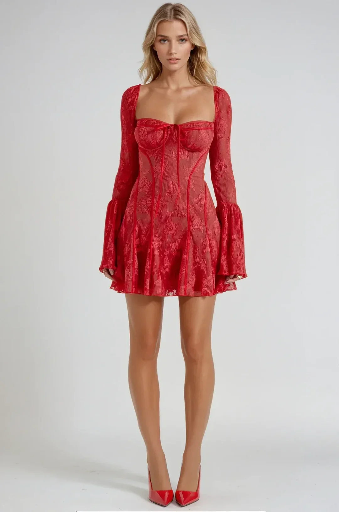 Long Sleeve Lace Mini Dress