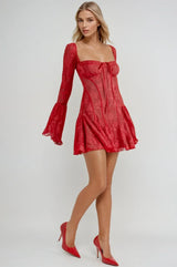Long Sleeve Lace Mini Dress