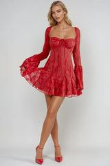 Long Sleeve Lace Mini Dress