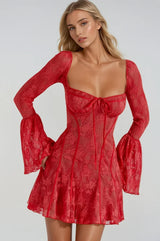 Long Sleeve Lace Mini Dress