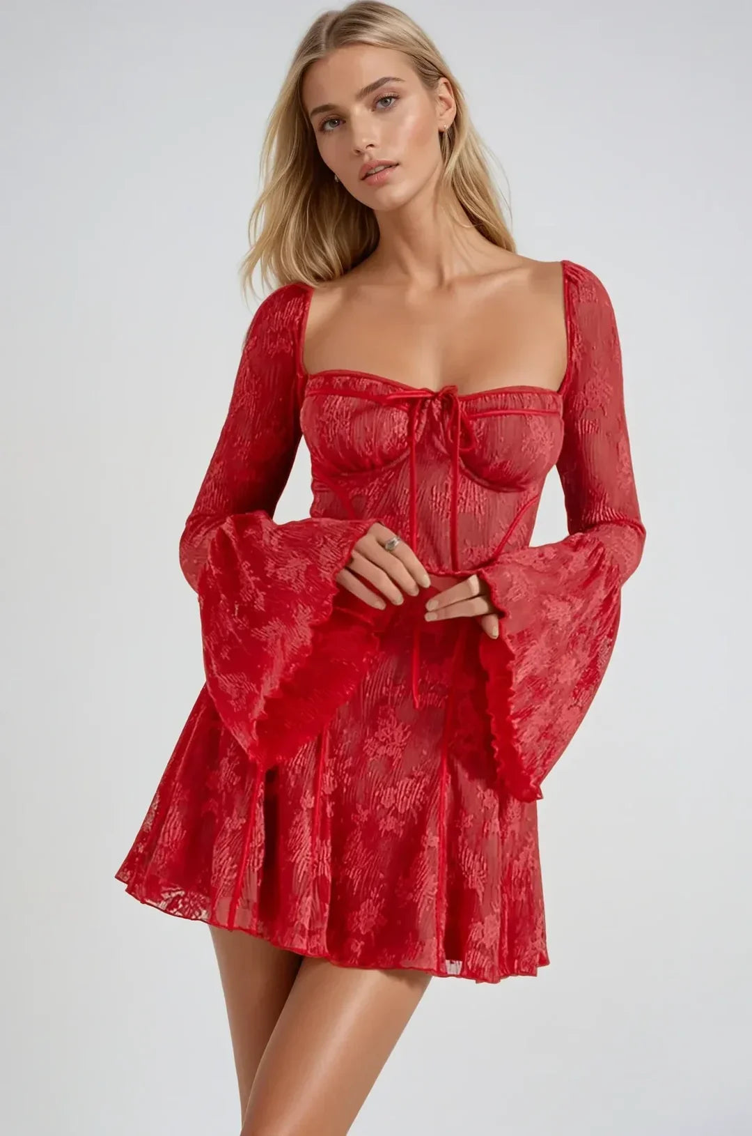 Long Sleeve Lace Mini Dress