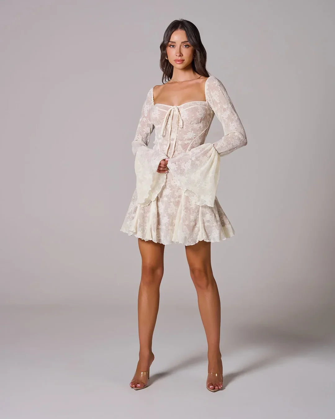 Long Sleeve Lace Mini Dress