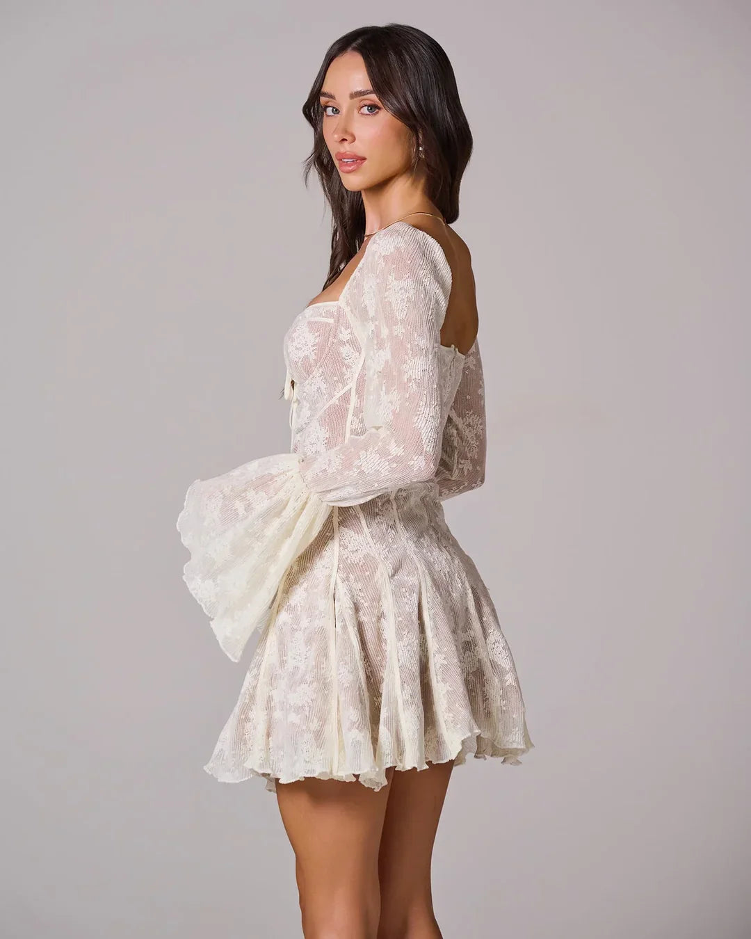 Long Sleeve Lace Mini Dress