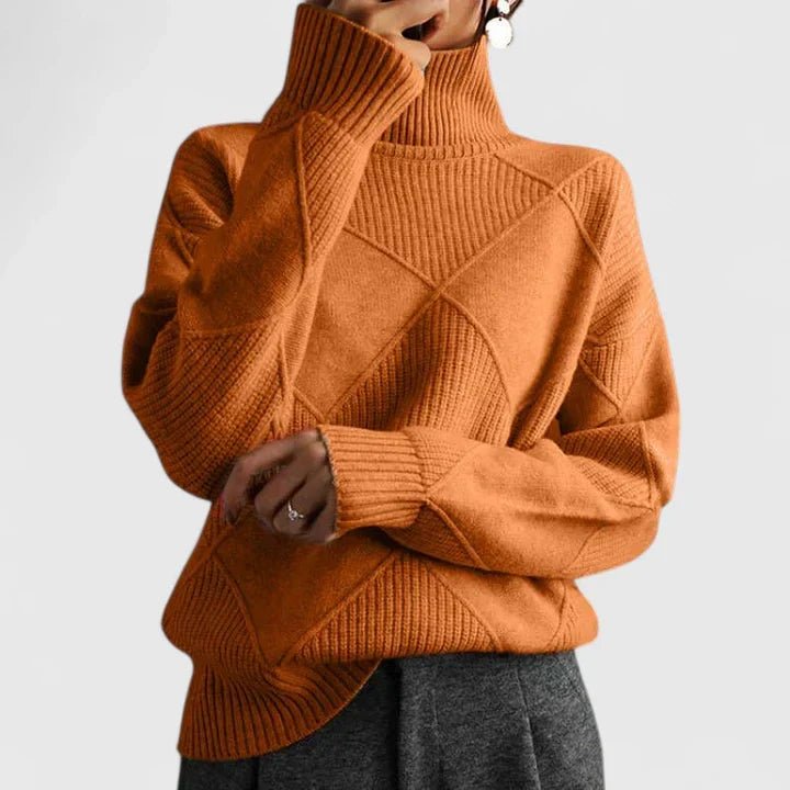 Diamond-Knit Roll-Neck Jumper, Relaxed Fit