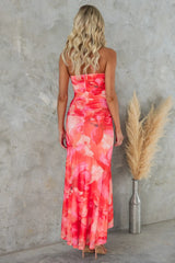 One-Shoulder Floral Dress with Asymmetric Ruffle Hem