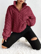 Plush Zip-Up Hooded Jumper, Relaxed Fit