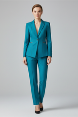 Women Blazer Set with One Button and Straight Trousers