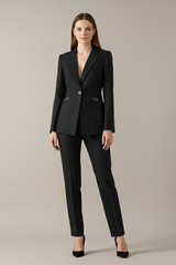 Women Blazer Set with One Button and Straight Trousers