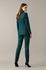 Women Blazer Set with One Button and Straight Trousers
