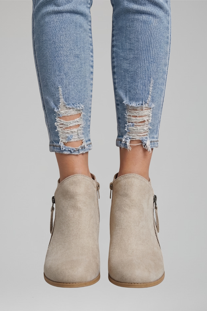 Ankle Boots with Side Zipper for Fall