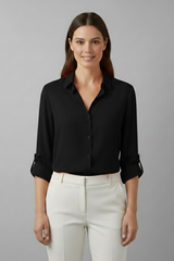 Women’s Blouse with Collar and Button Fastening