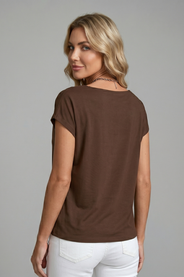 Blouse with Cowl Neck and Draped Front