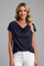 Women's Blouse with Cowl Neck and Draped Front
