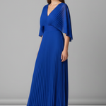 Women’s Dress with V-Neckline and Pleated Maxi Skirt