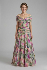 Dress with V-Neck and Draped Bodice