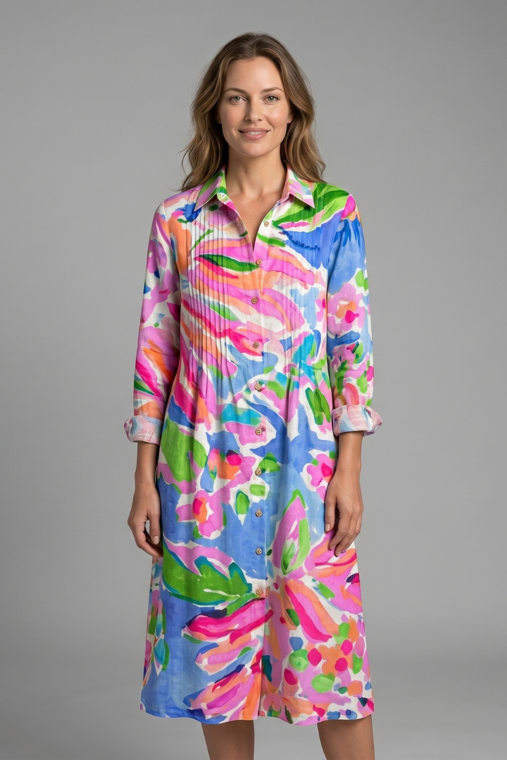 Boho Dress with Button Front