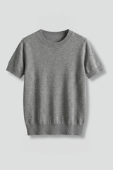 Women’s Knit Top with Crew Neck and Ribbed Hem