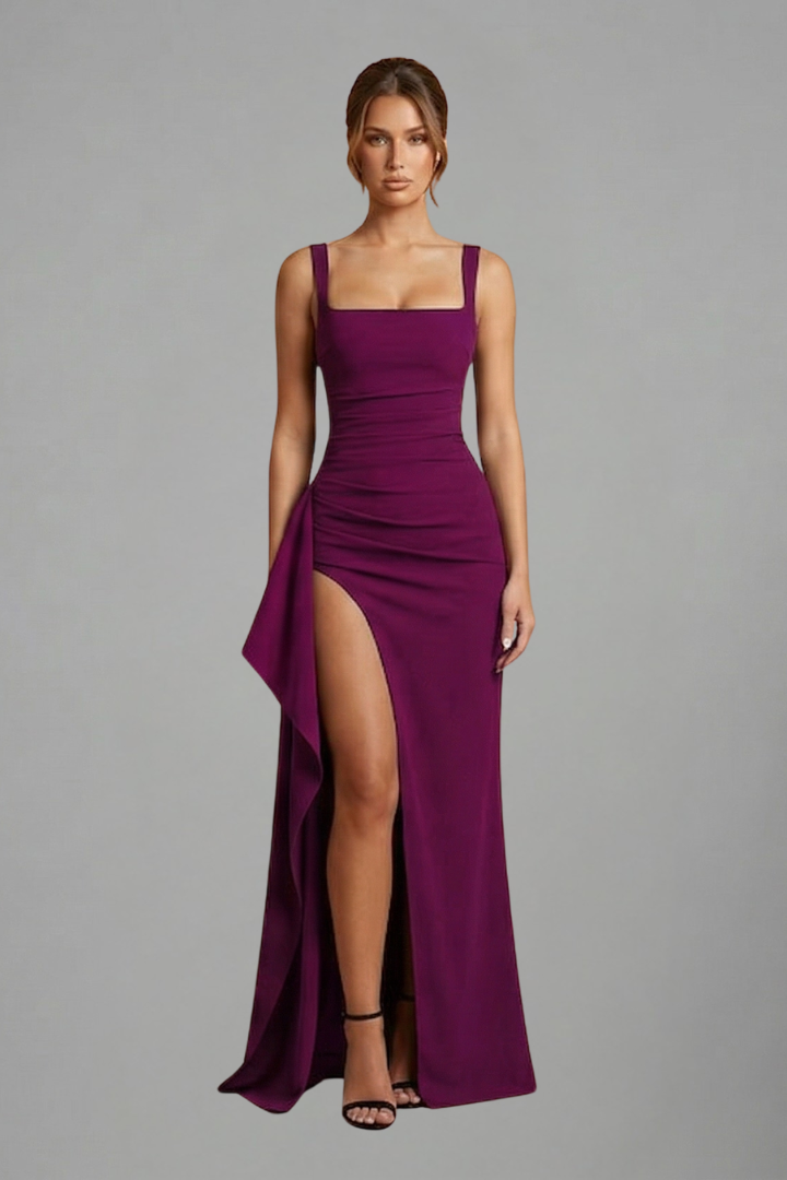 Maxi Dress with Open Back and Slip Design