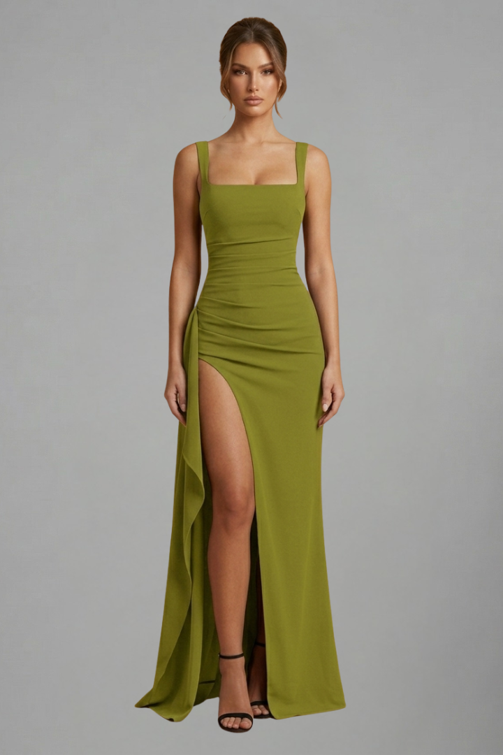 Maxi Dress with Open Back and Slip Design