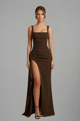 Women’s Maxi Dress with Open Back and Slip Design