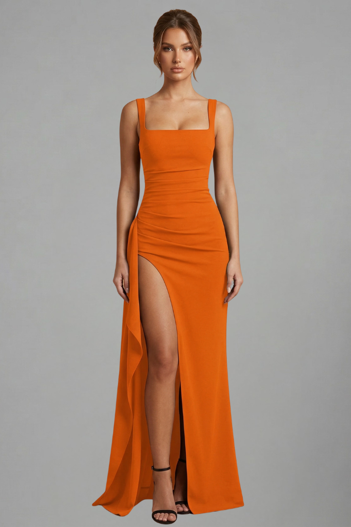 Maxi Dress with Open Back and Slip Design