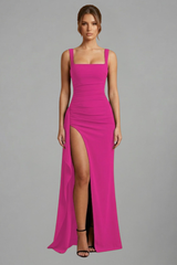 Maxi Dress with Open Back and Slip Design