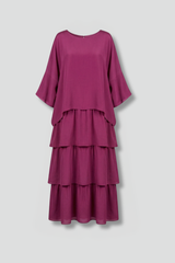 Women’s Maxi Dress with Round Neck and Layered Skirt