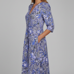 Women’s Midi Dress with V-Neck and Three-Quarter Sleeves