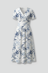Women’s Midi Dress with V Neckline and Floral Print