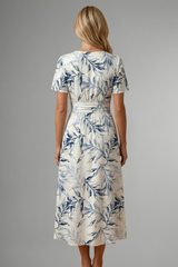 Women’s Midi Dress with V Neckline and Floral Print
