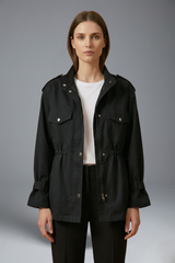 Women’s Utility Jacket with Double Breasted Closure and Belt