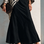 Bold Black Zebra Two Piece Set for Women with Asymmetrical Top Draped High Waist Maxi Skirt Statement Style