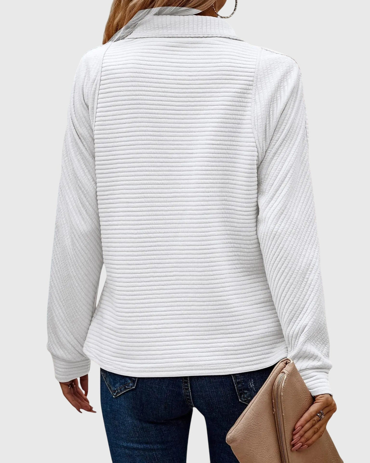 Zip-Neck Jumper with Adjustable V-Neckline