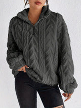 Plush Zip-Up Hooded Jumper, Relaxed Fit
